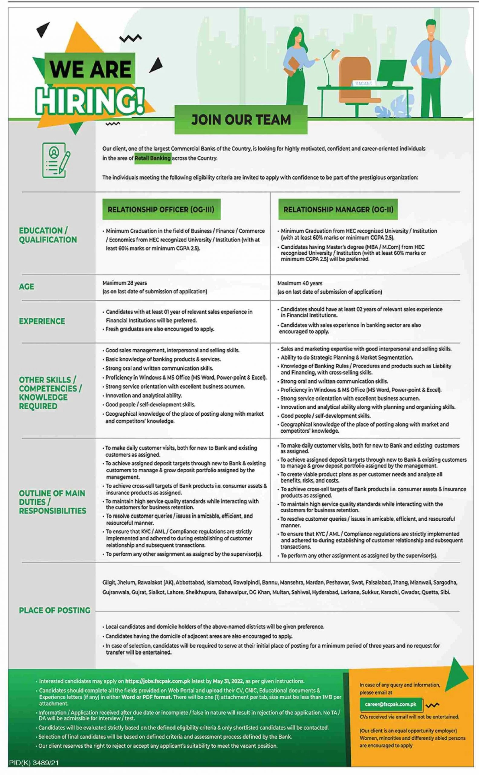 Banking Jobs 2022 in Pakistan Current Openings – Fill Online Form