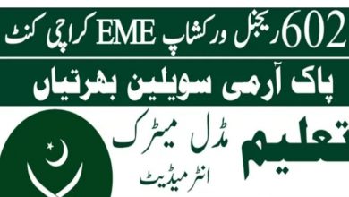 Pak Army 602 Regional Workshop EME Karachi Jobs 2022