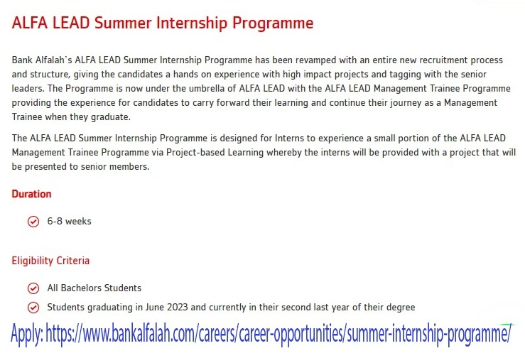 Bank Alfalah Internship Program 2022 – Fill Online Form