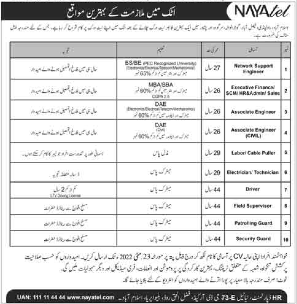 Nayatel Jobs 2022 – Nayatel Private Limited Career Download Form