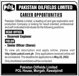 Pakistan Oilfields Limited POL Jobs 2022 I Jobs.pakoil.com.pk