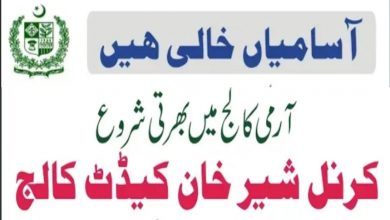 Karnal Sher Khan Cadet College Swabi Jobs 2022