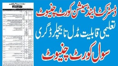 District and Session Courts Chiniot Jobs 2022 | Download Form Online