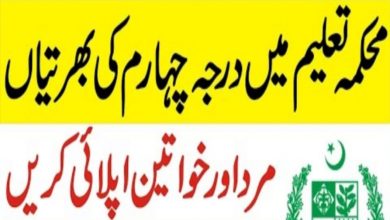Education Department Kohistan Lower Jobs 2022 for Class IV