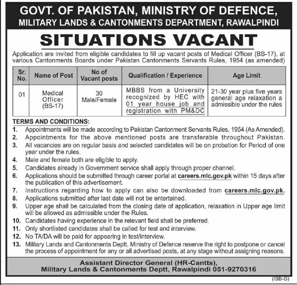 Ministry of Defence Jobs 2022 Online Form | www.recruitment.mod.gov.pk