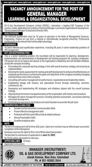 OGDCL Jobs 2022 – Oil & Gas Development Company Limited Careers