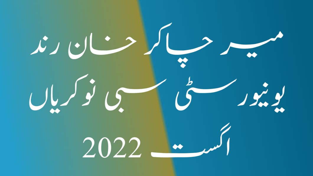 Mir Chakar Khan Rind University Sibi Jobs August 2022