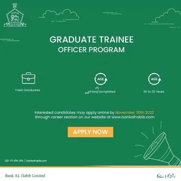 Graduate Trainee Officer Program at Bank Al Habib
