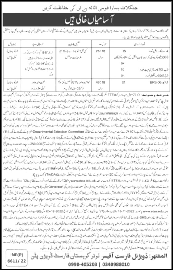 Kohistan Lower Forest Division Pattan Jobs 2022 | ETEA Online Apply
