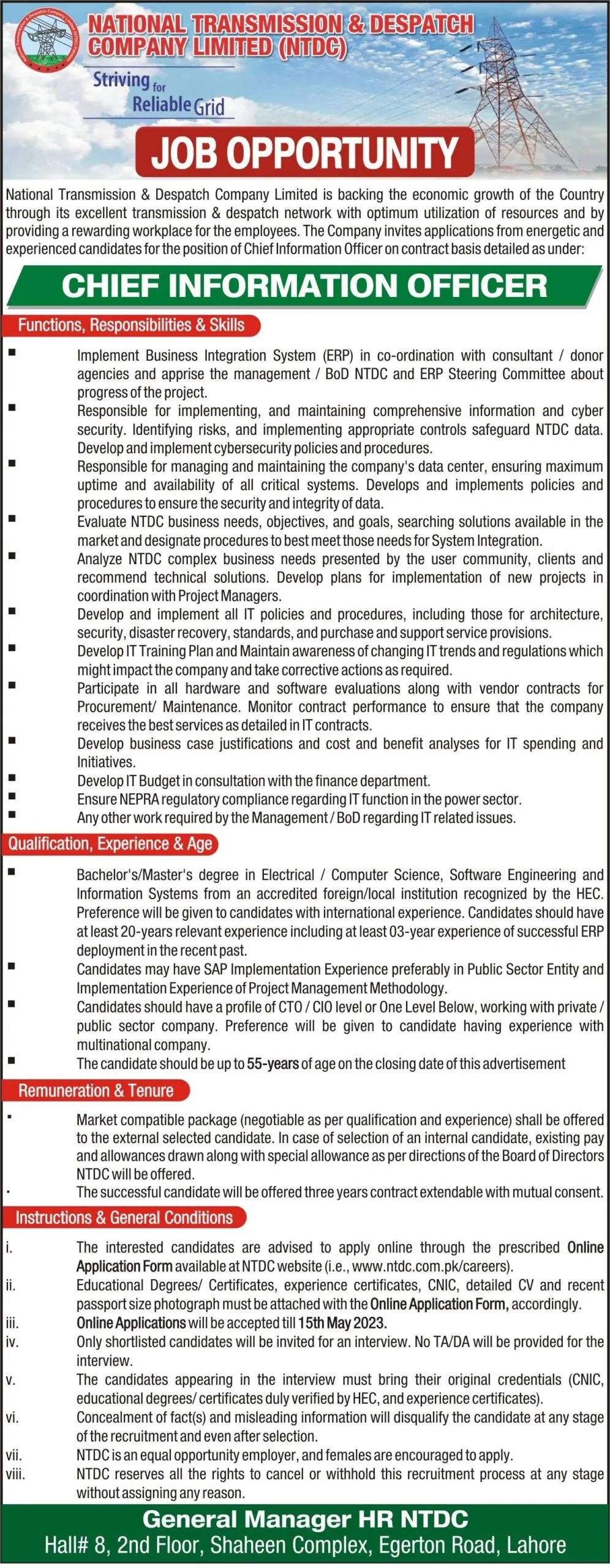 NTDC Jobs 2023 | Apply Online at www.ntdc.com.pk