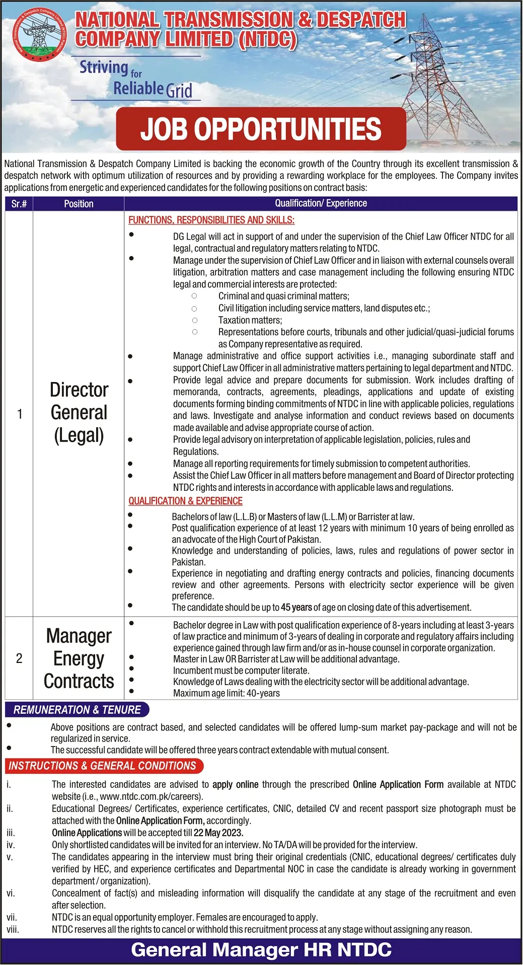 NTDC Jobs 2023 | Apply Online at www.ntdc.com.pk
