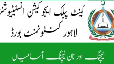 Cantt Public Girls High School Walton Cantt Lahore Jobs 2023