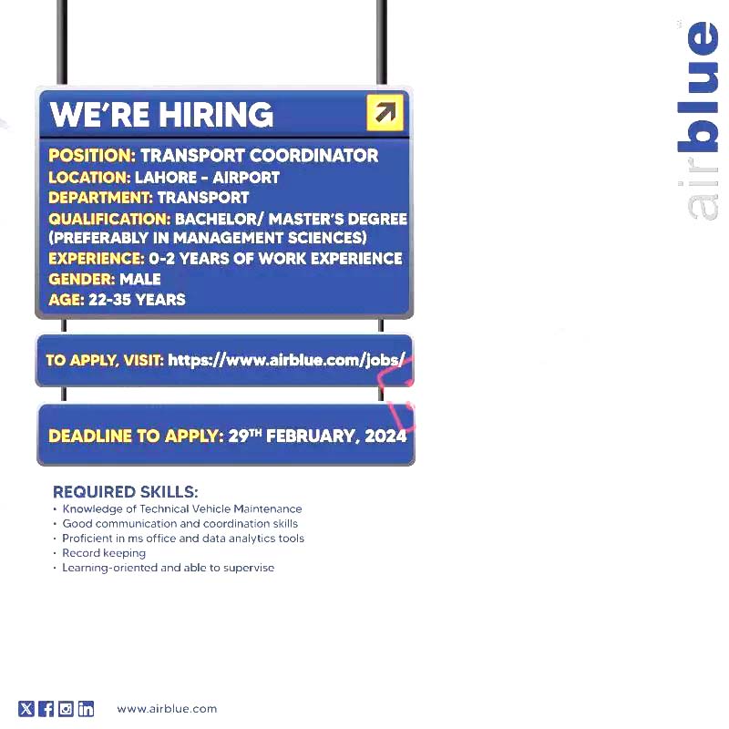 Airblue Jobs 2024 | www.airblue.com Jobs Apply Online
