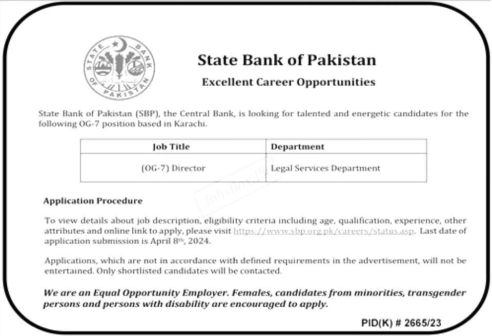 SBP Jobs 2024 State Bank of Pakistan | Apply Online at SBP Career Portal
