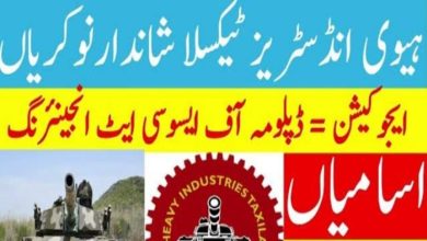 Defence Production Ministry Recruitment 2024 at (HIT) Heavy Industries Taxila