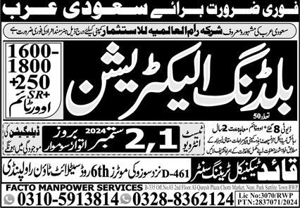 Building Electrician Jobs Open In Saudi Arabia 2024